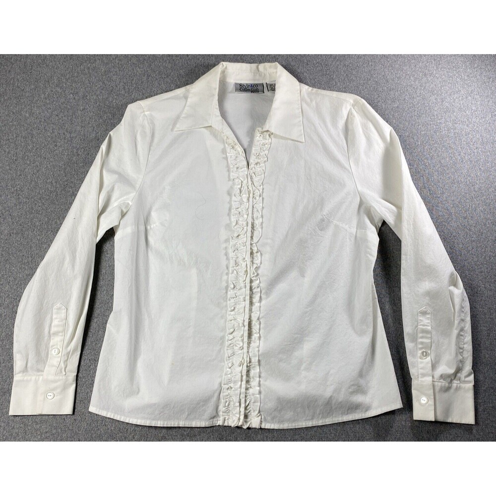 Style & Co Petite Stretch While Pullover Blouse with Gromments Women's Size 10P